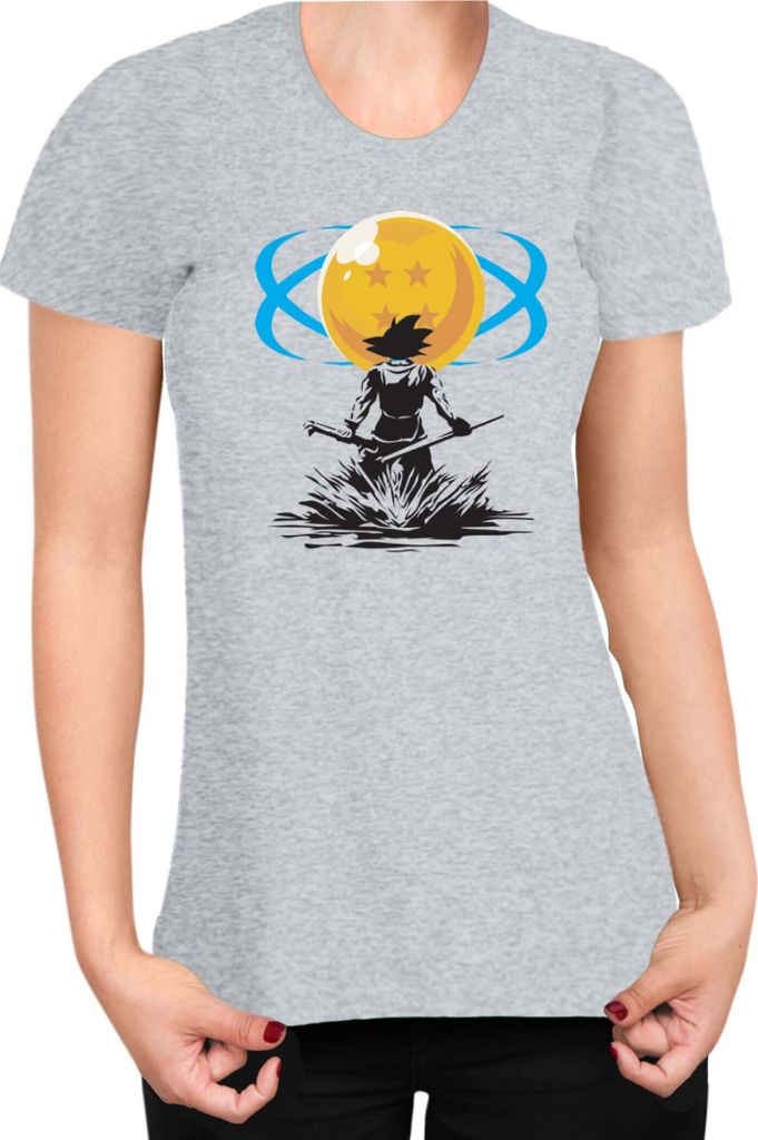 Damen T-Shirt Dragon Anime Manga Ball Z Goku 15, Lady S / Grau