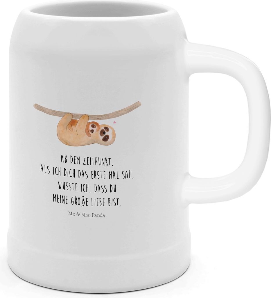 Mr. & Mrs. Panda Seidel Faultier Kind - Weiß - Geschenk, Steingutkrug, Humpen, Tonkrug, Mutter, Liebe, Krug, Kinder, Steinkrug