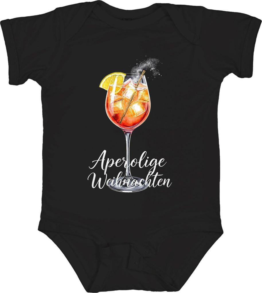 Aperolige Weihnachten Aperol Spritz Cocktail Glas Geschenk Party Unisex Baby Body, Schwarz, 6/12