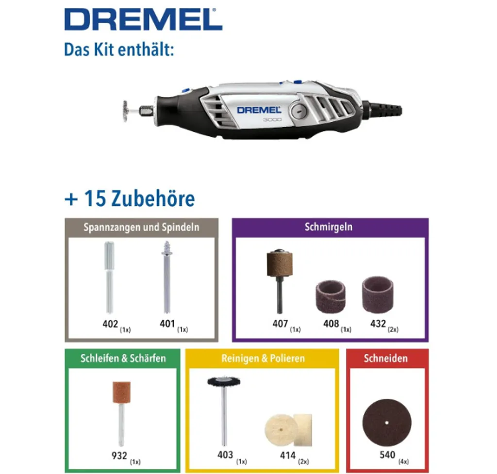 Dremel 3000-15 Multi-outil 130W à Vitesse Variable et Embout EZ Twist - 3