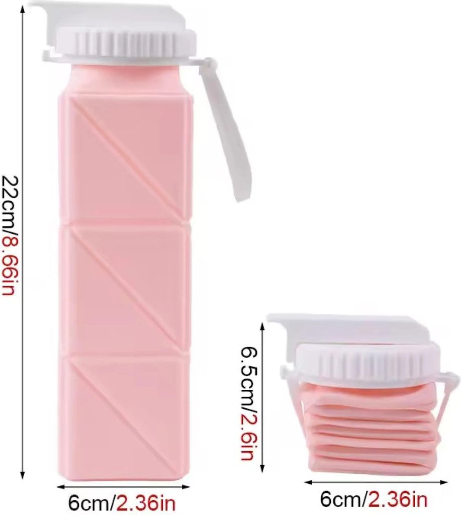 Faltbare Trinkflasche 620 ml, Silikonflasche mit Trinkhalm, BPA-frei, hitzebeständig, auslaufsicher, ultraleicht, ideal für Reisen, Sport und Out...
