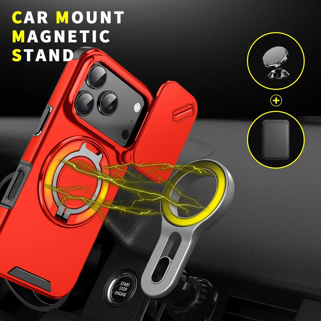 Custodia Rugged iPhone 17 Pro Rossa: Protezione Camera e Ring Stand - 5