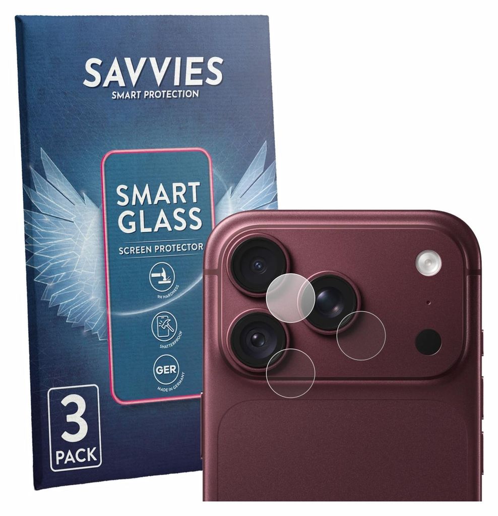 3x Savvies Schutzglas Folie für Apple iPhone 18 Pro (NUR Produktbild 