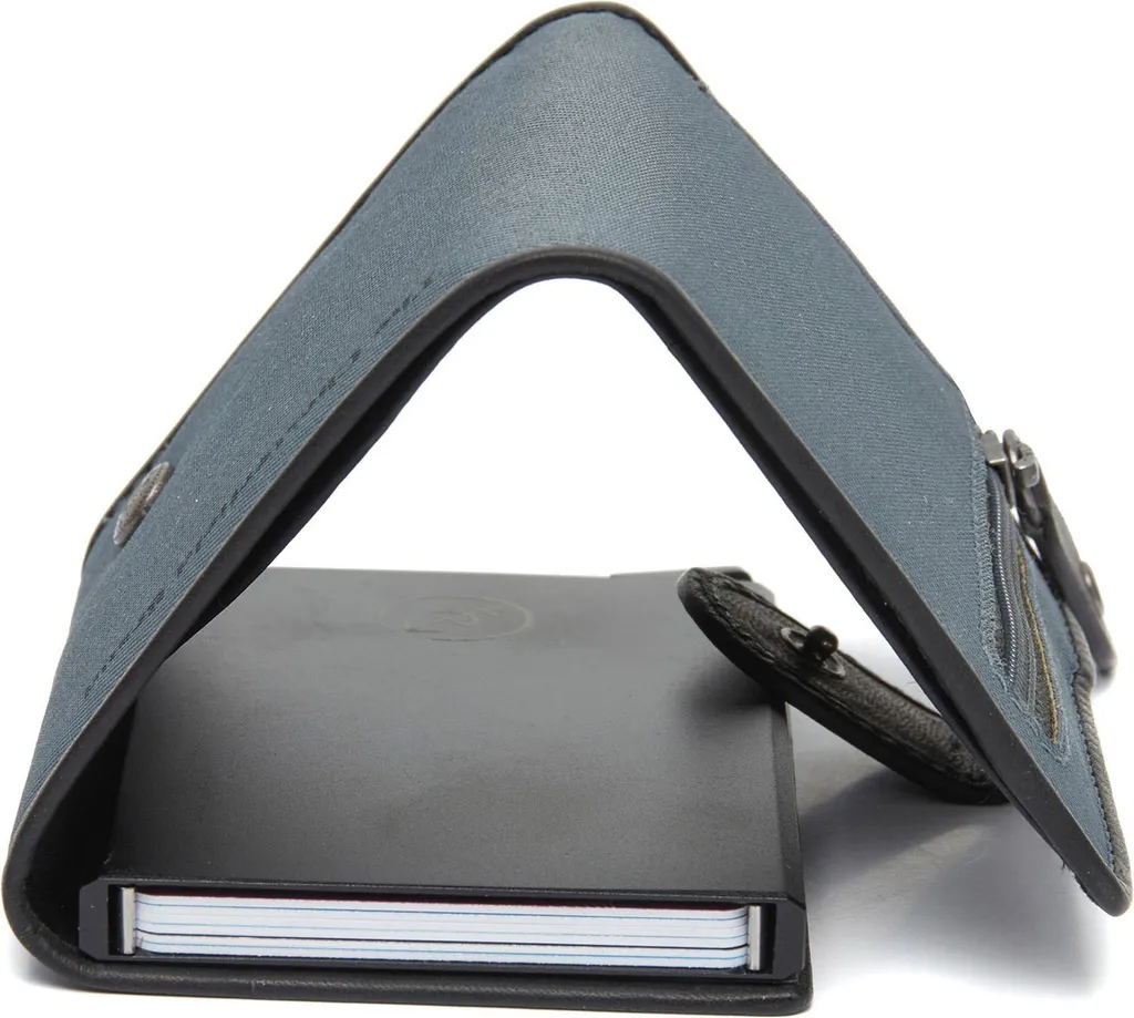 Portefeuille Porte-monnaie Delsbo en Cuir de Vachette Souple Gris-Bleu - 3