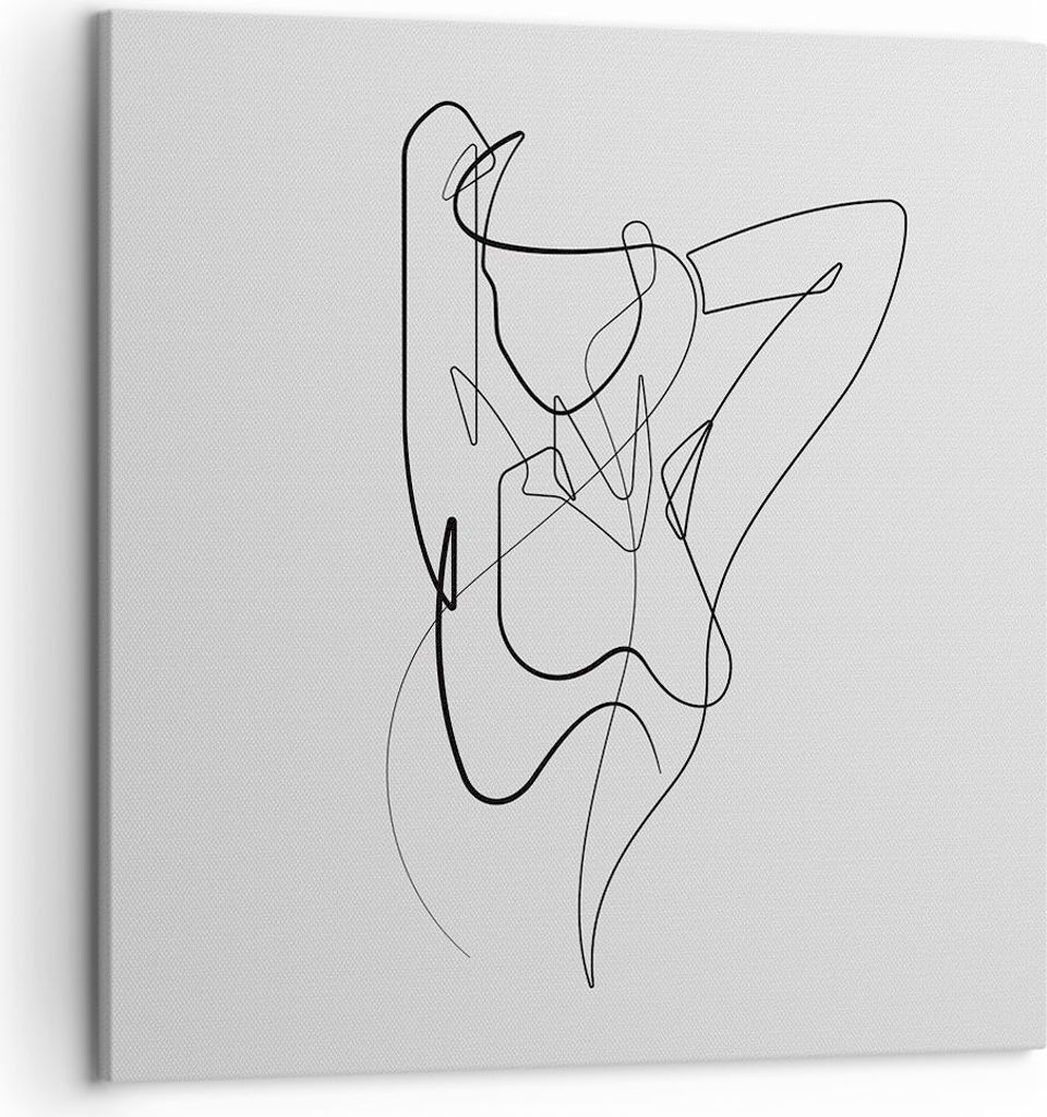 Bild auf Leinwand - Leinwandbild - Einteilig - Frau Bleistift Linie - 50x50cm - Wand Bild - Wanddeko - Wandbilder - Leinwanddruck - Bilder - Wandde...