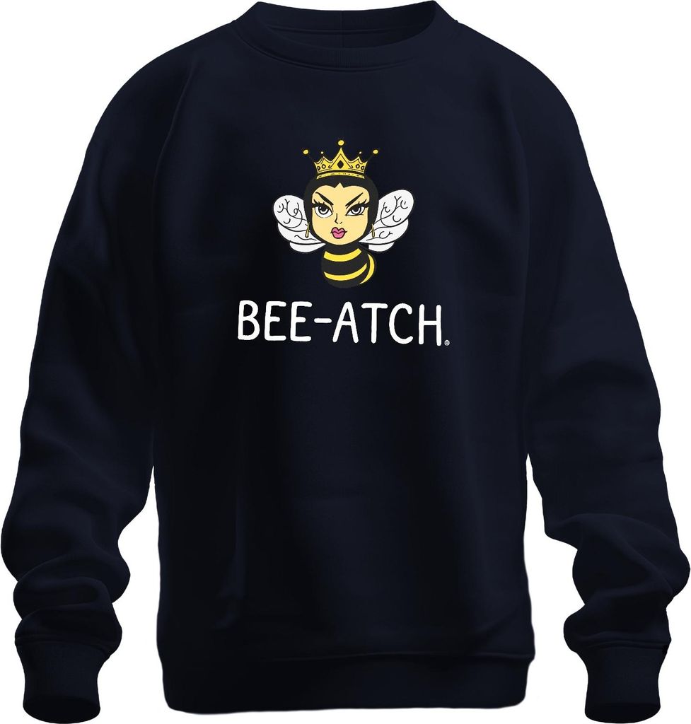 BEE-ATCH Königin Biene Krone frech Bienenqueen Feministisch Retro Uni Sweatshirt Pullover, Navy, 3XL