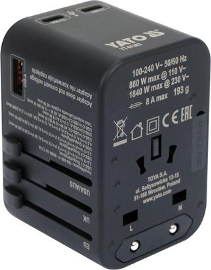 Universal-Reiseadapter Usb-C Pd 65W - Yt-81303