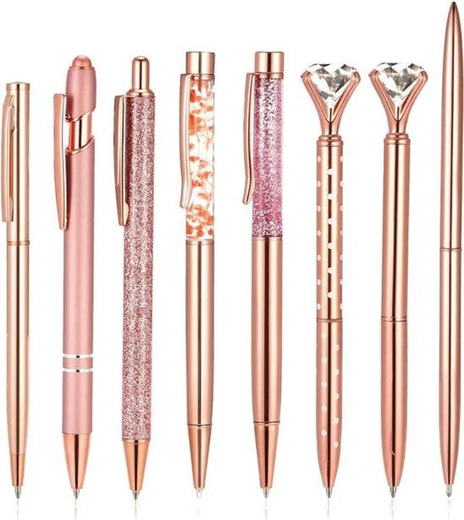 Lot de 8 stylos métalliques jaunes élégants pour bureau et écriture