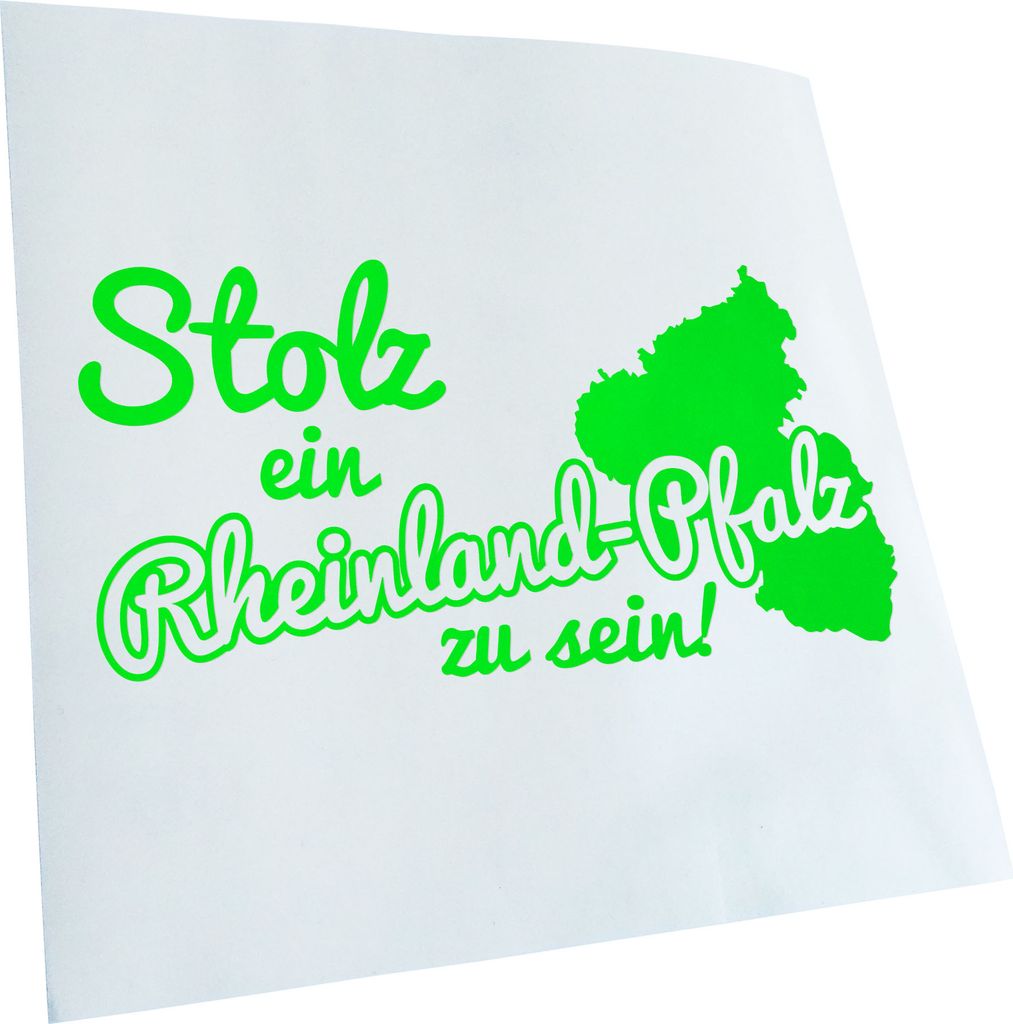 Kiwistar - Autoaufkleber - Rheinland-Pfälzer Stolz - Neongrün - 30x15cm - Aufkleber für Auto, Laptop, Fahrrad, LKW, Motorrad mehrfarbig JDM Deca...
