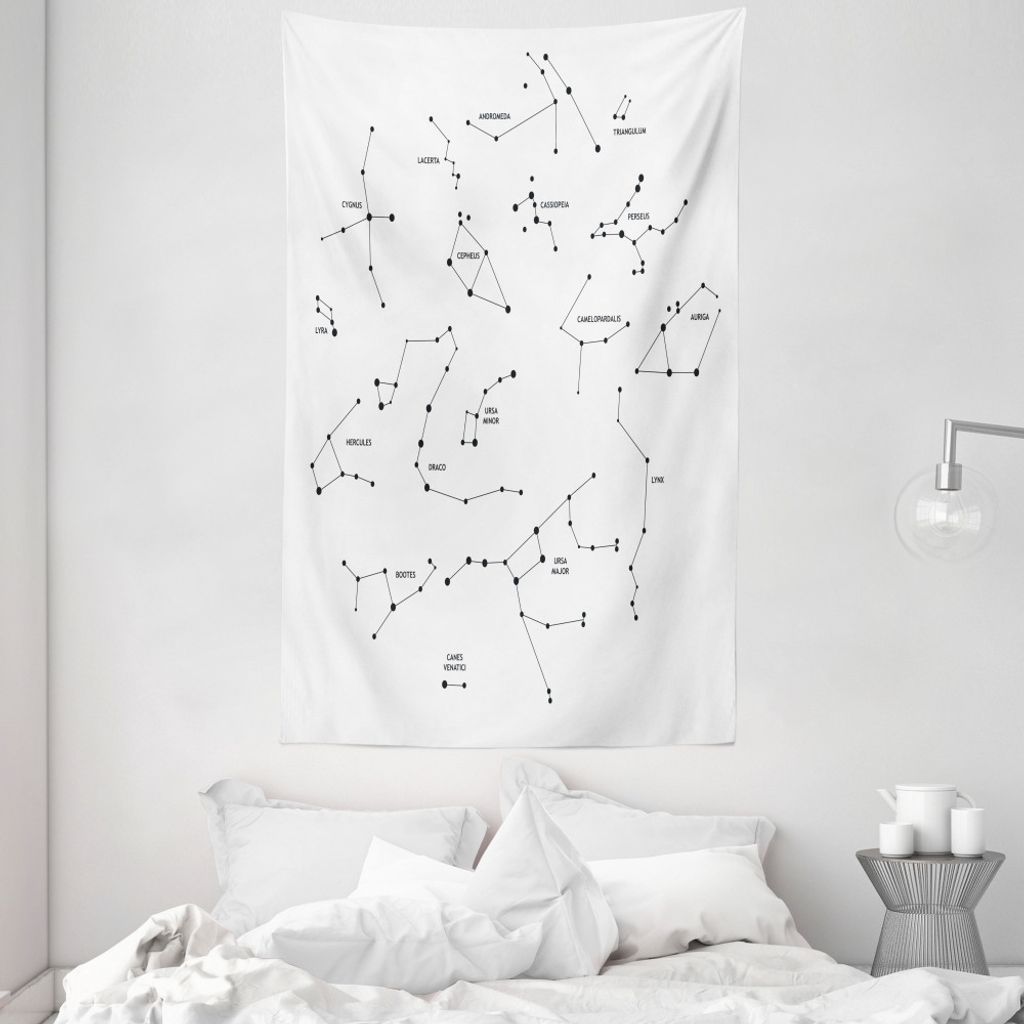 ABAKUHAUS Konstellation Wandteppich und Tagesdecke, Sterne Scientific aus Weiches Mikrofaser Stoff Waschbar ohne Verblassen Digitaldruck, 140 x 230...