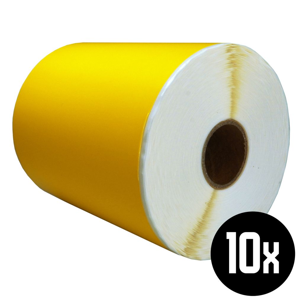 DULA Etiketten - Kompatibel mit Zebra 102x152mm - Gelb - Permanent - 10 Rollen - 300 Etiketten pro Rolle - Kern 25mm