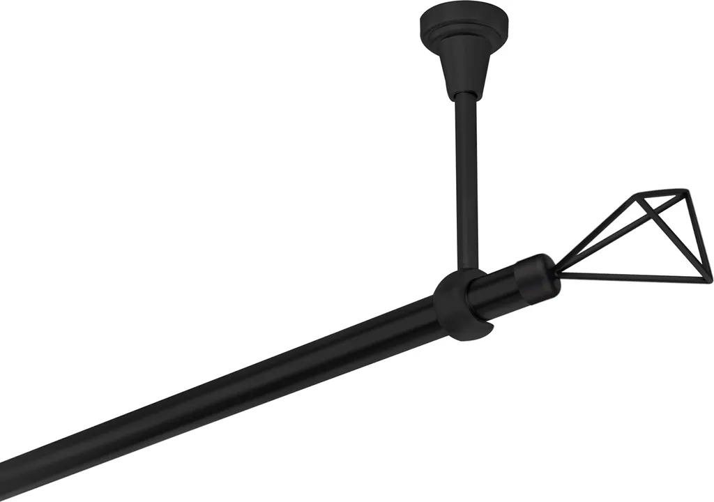Bastone per tende nero, 160 cm, 1 binario, 19 mm, in metallo, fissaggio a soffitto, SPACE