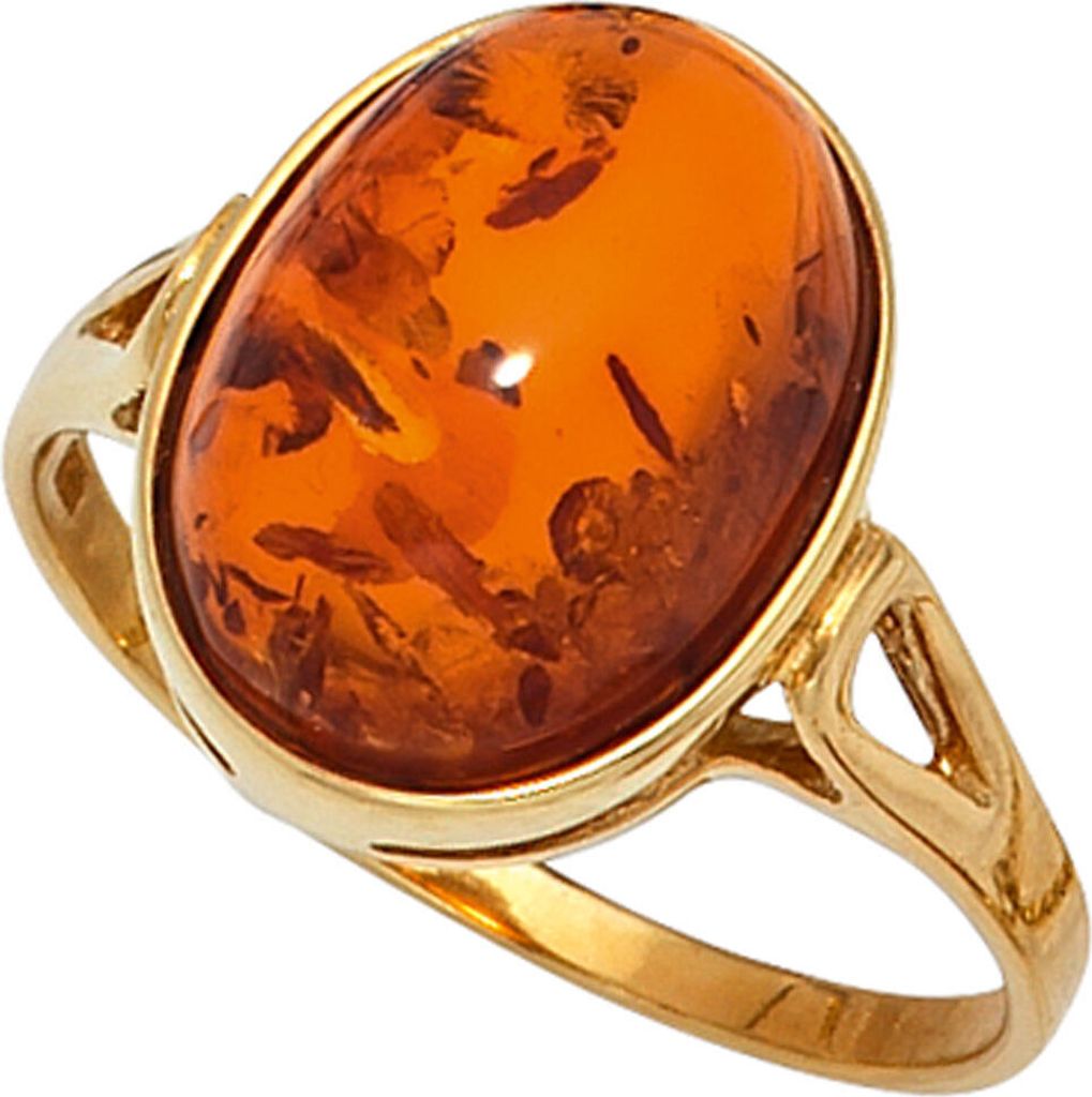 Ring Damenring Bernstein orange-braun 375 Gold Gelbgold Fingerschmuck Innenumfang 58mm Ø18.5mm