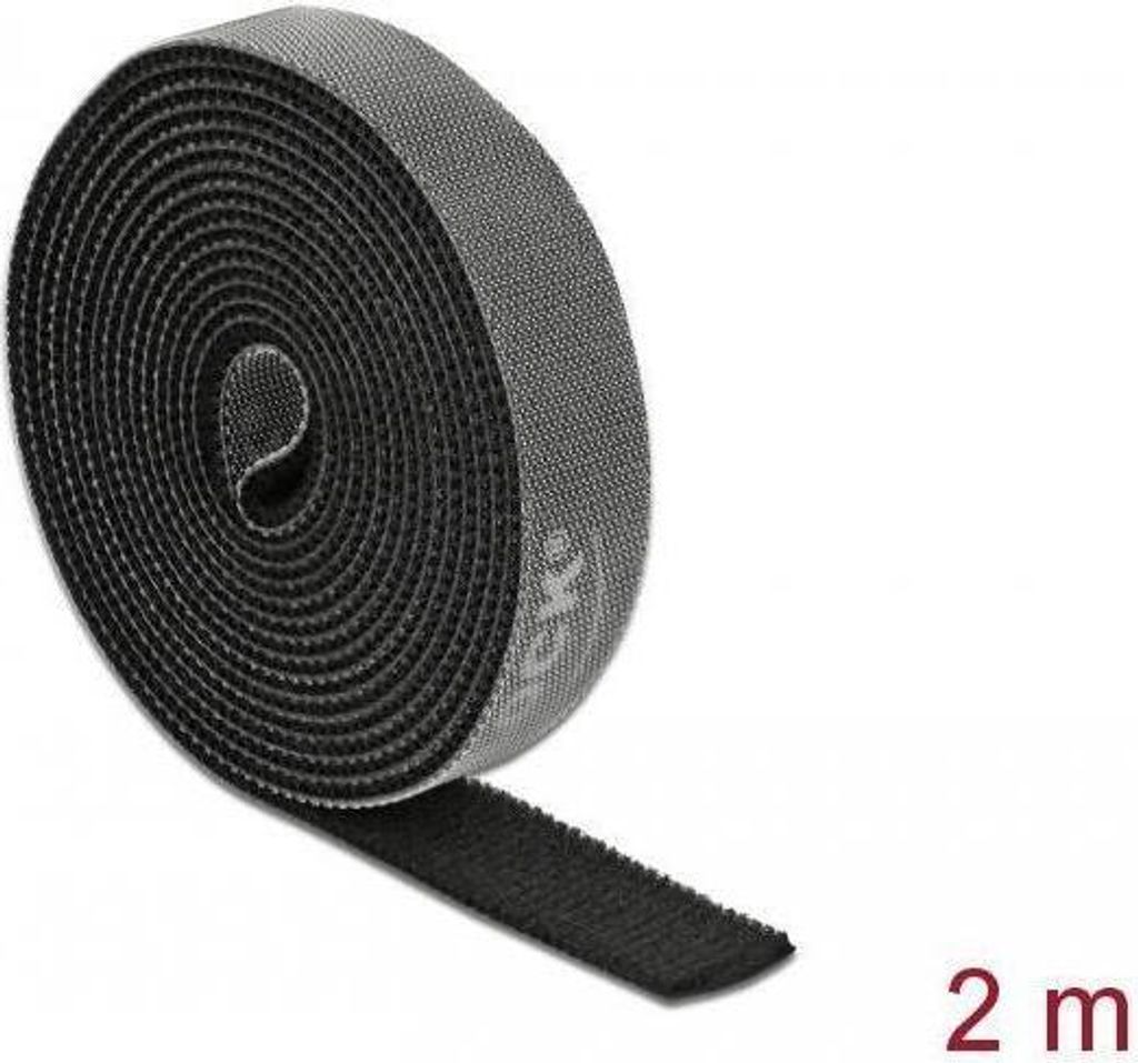 DELOCK Klettband auf Rolle L 2 m x B 15 mm schwarz Immagine del prodotto 
