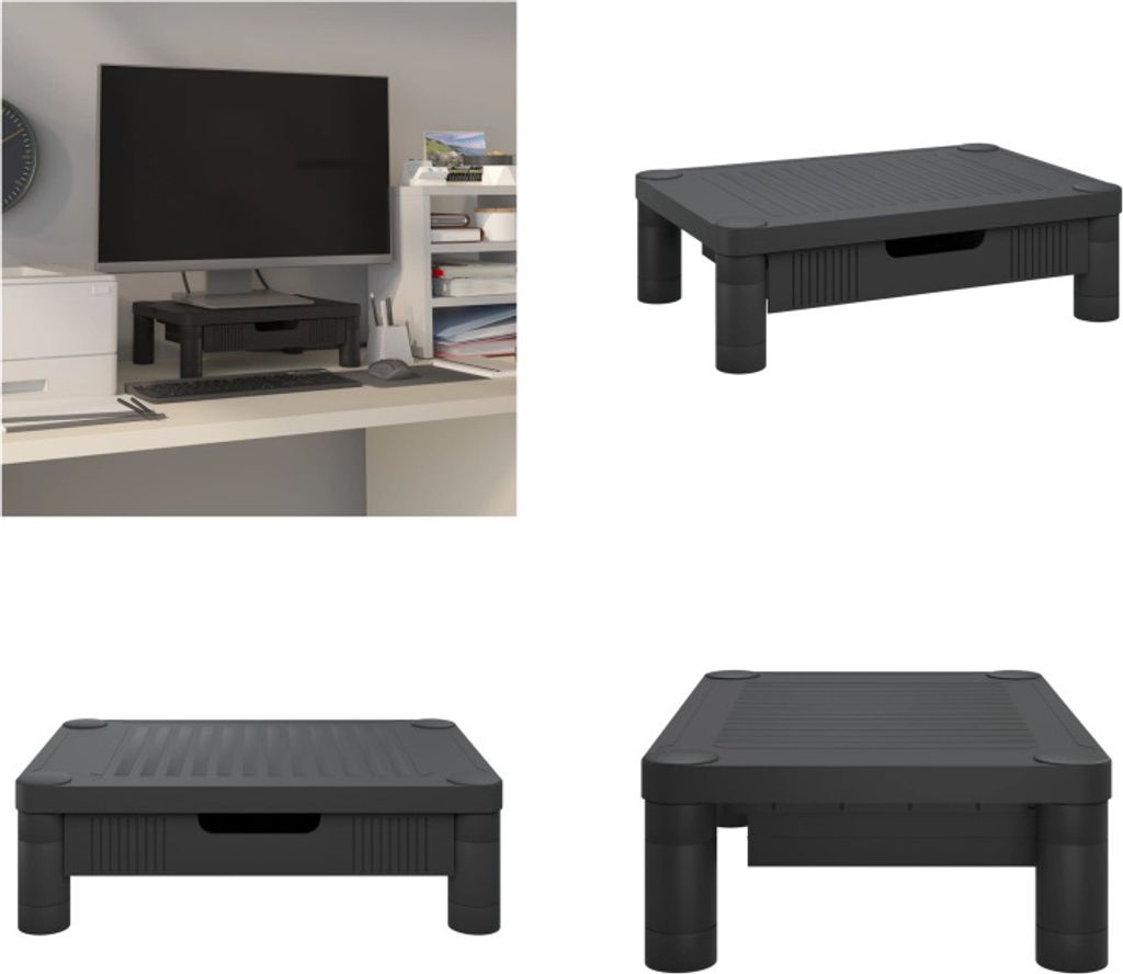 vidaXL Monitorständer Schwarz 43x30,5x13 cm - Monitorständer - Schreibtischaufsatz - Monitorerhöhung - Monitor Untersatz