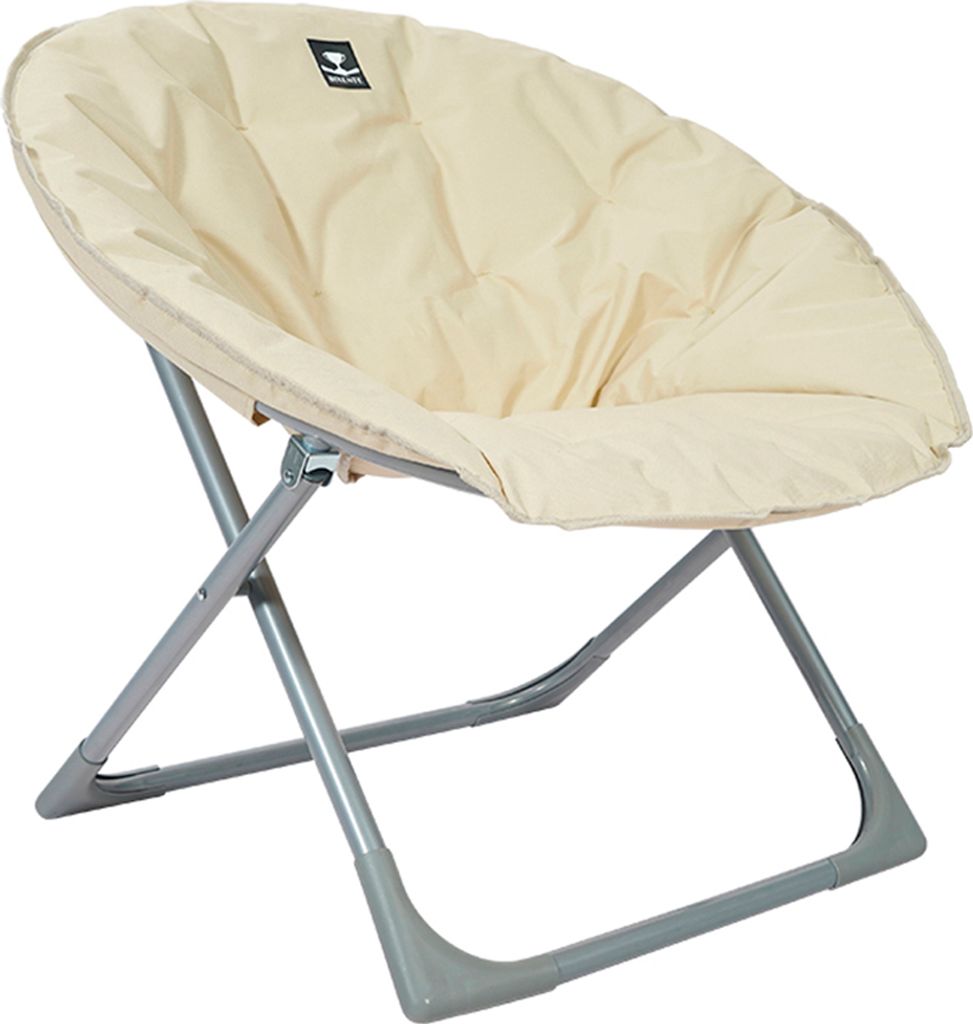 BIXENTE Lounge Klappstuhl für Garten & Camping | Polyester-Bezug, Stahlgestell, Baumwoll-Polsterung | platzsparend & komfortabel, creme | BX-7