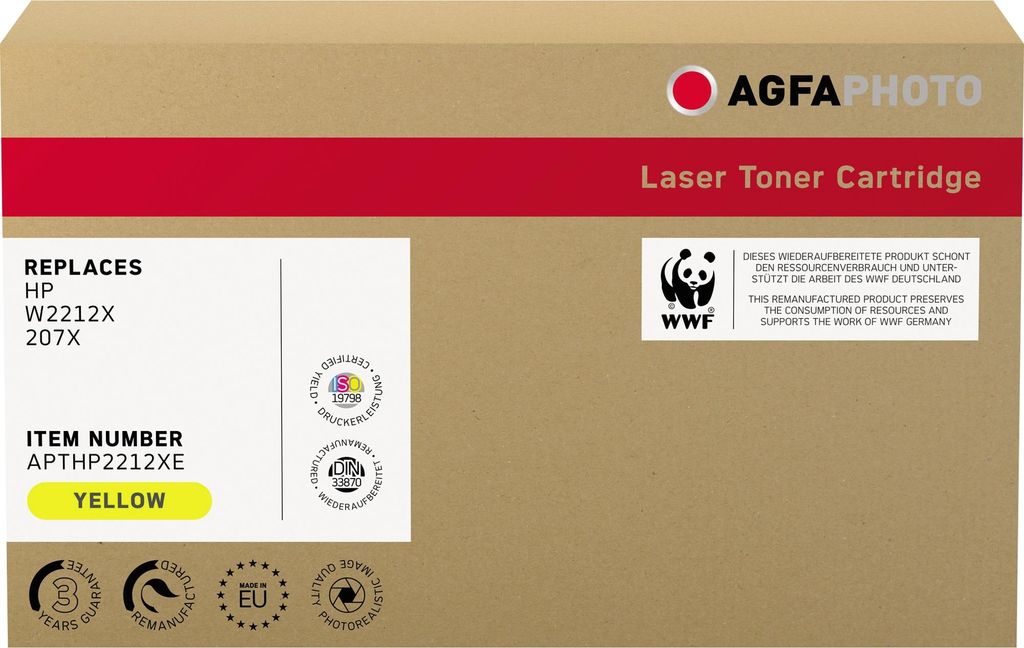 AgfaPhoto Toner APTHP2212XE wie HP W2212X 207X gelb