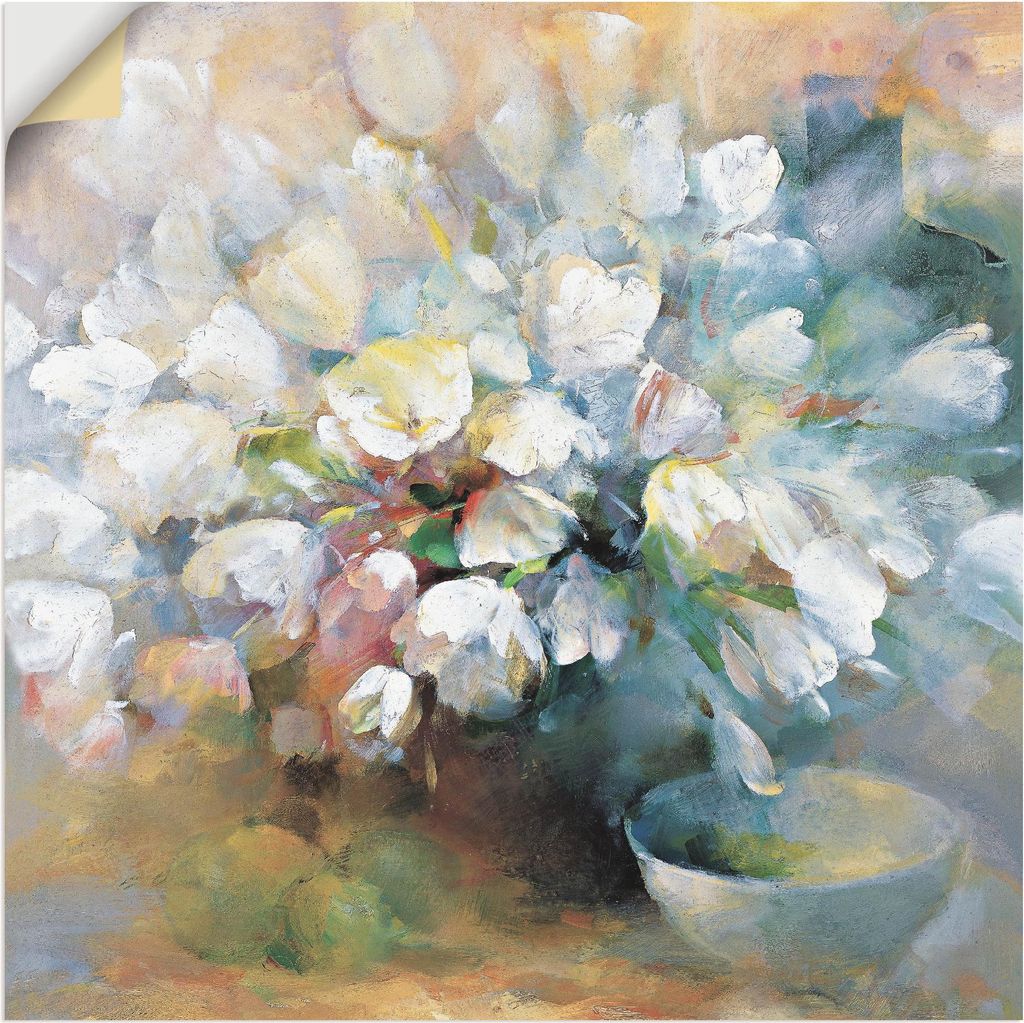 ARTland Wandbild, selbstklebend Strahlend weiße Tulpen I Größe: 40x40 cm