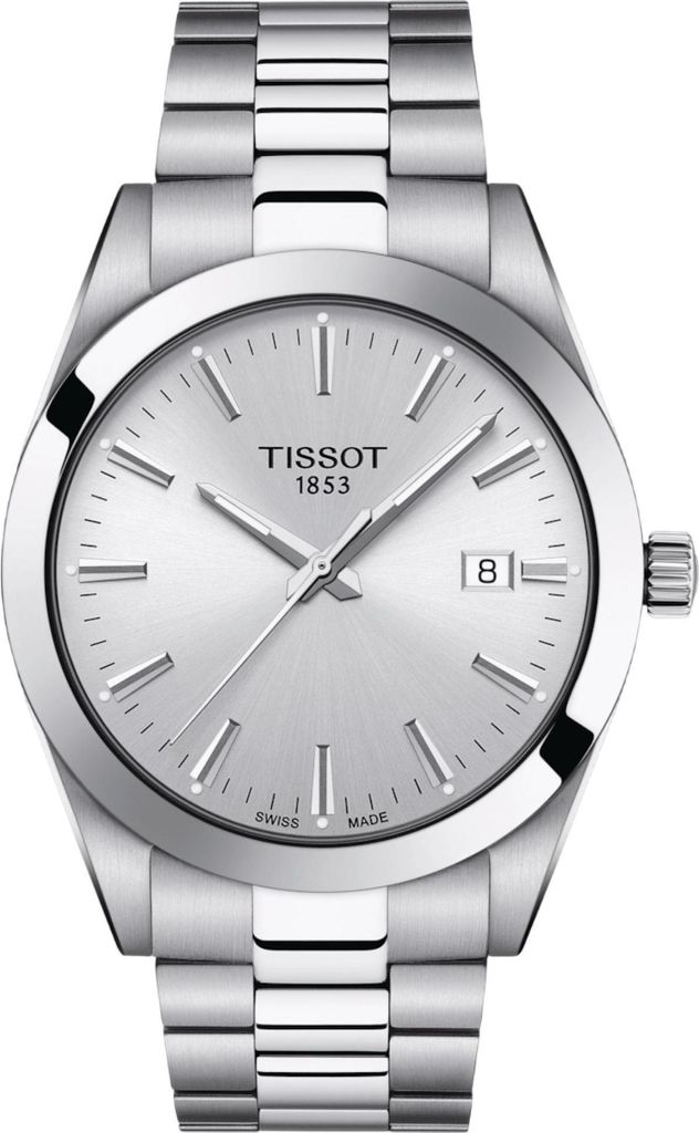 Tissot Gentleman 40 mm Schweizer Quarz-Uhr mit silbernem Produktbild 