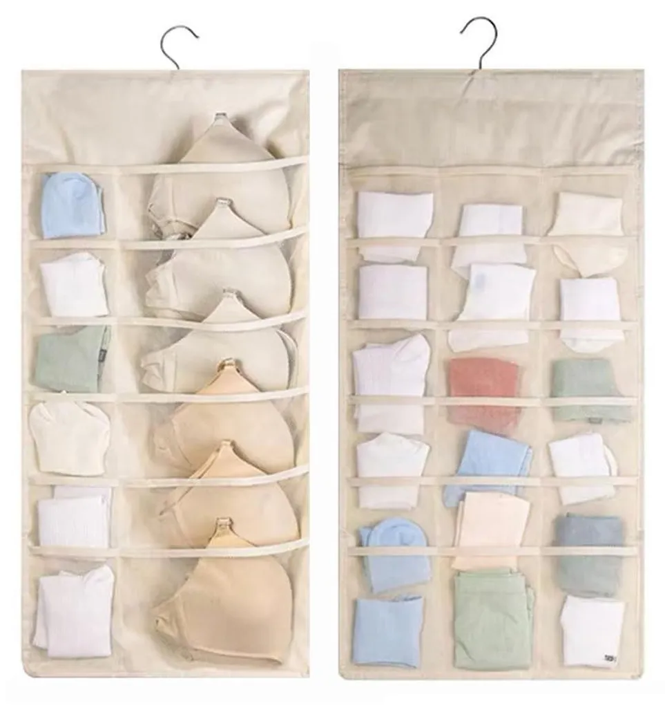Rangement de dressing pour chaussettes et accessoires suspendu beige