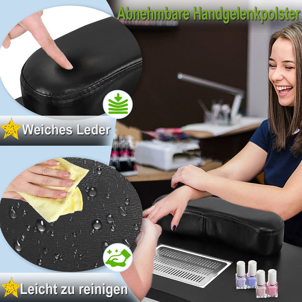 UISEBRT Skladací manikúrový stôl 98x44 x77 cm s prachovým Obrázok produktu 4