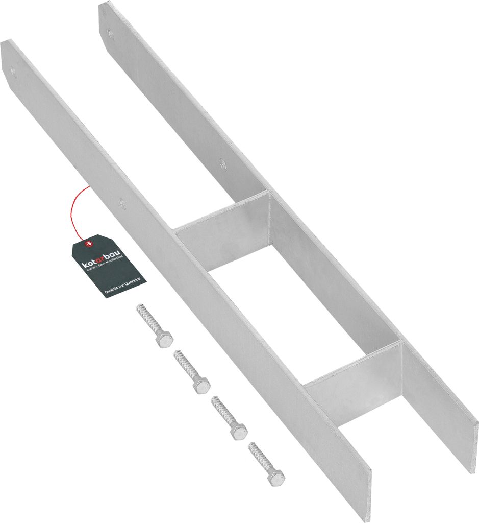 KOTARBAU H-Pfostenträger Feuerverzinkt für Beton Breite 101 mm Gesamthöhe 600 mm Materialstärke 5 mm für 100 mm Pfosten H-anker Pfostenanker...