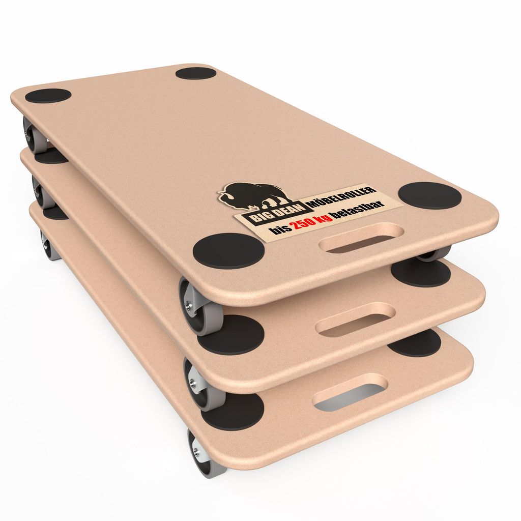 BigDean 3 Materialtransporter 250kg Schwerlast Möbelroller bodenschonende Rollen Transportroller Rollbrett