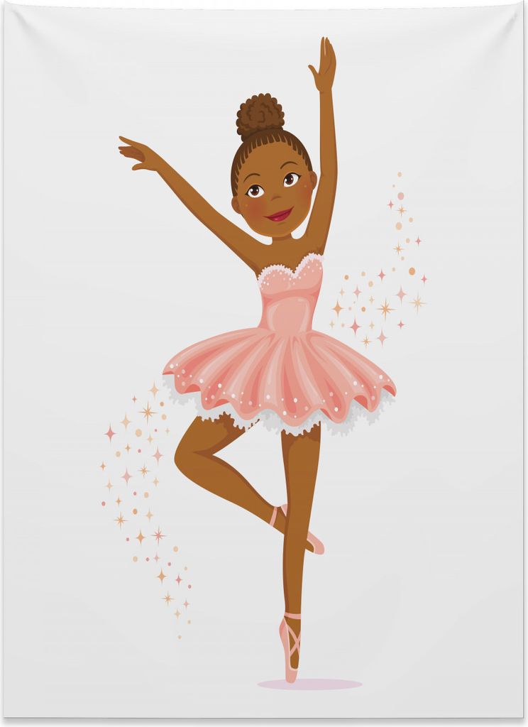 Abakuhaus Retro Wandteppich, Ballerina tanzen Kinder aus Weiches Mikrofaser Stoff Kein Verblassen Klare Farben Waschbar, 110 x 150 cm, Braun und Pu...