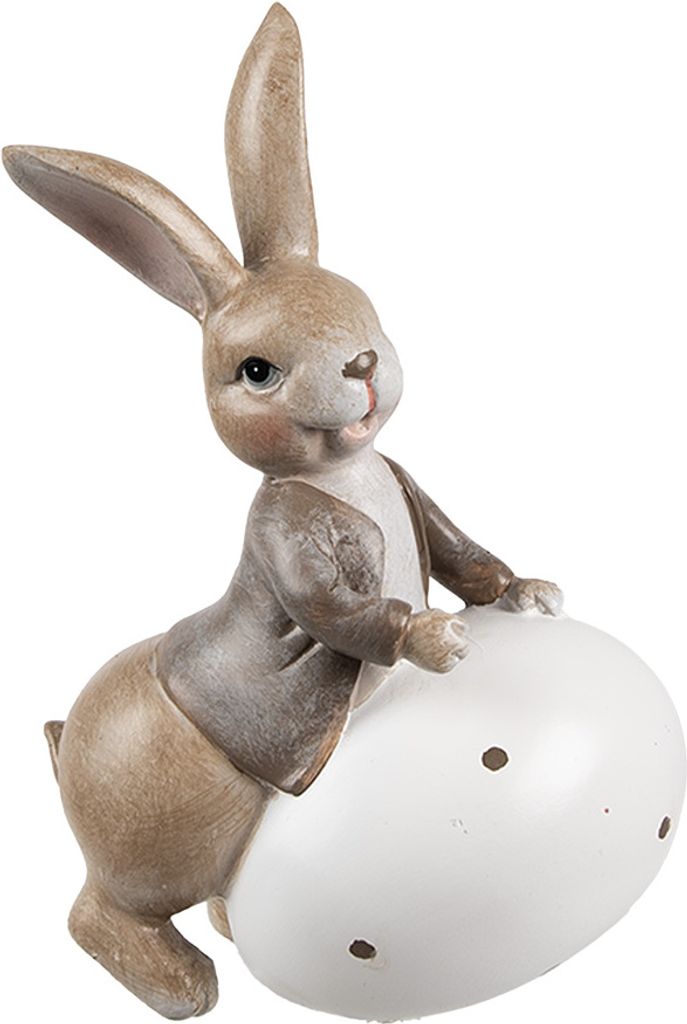 Clayre & Eef Dekorationsfigur Kaninchen 17 cm Beige Kunststoff