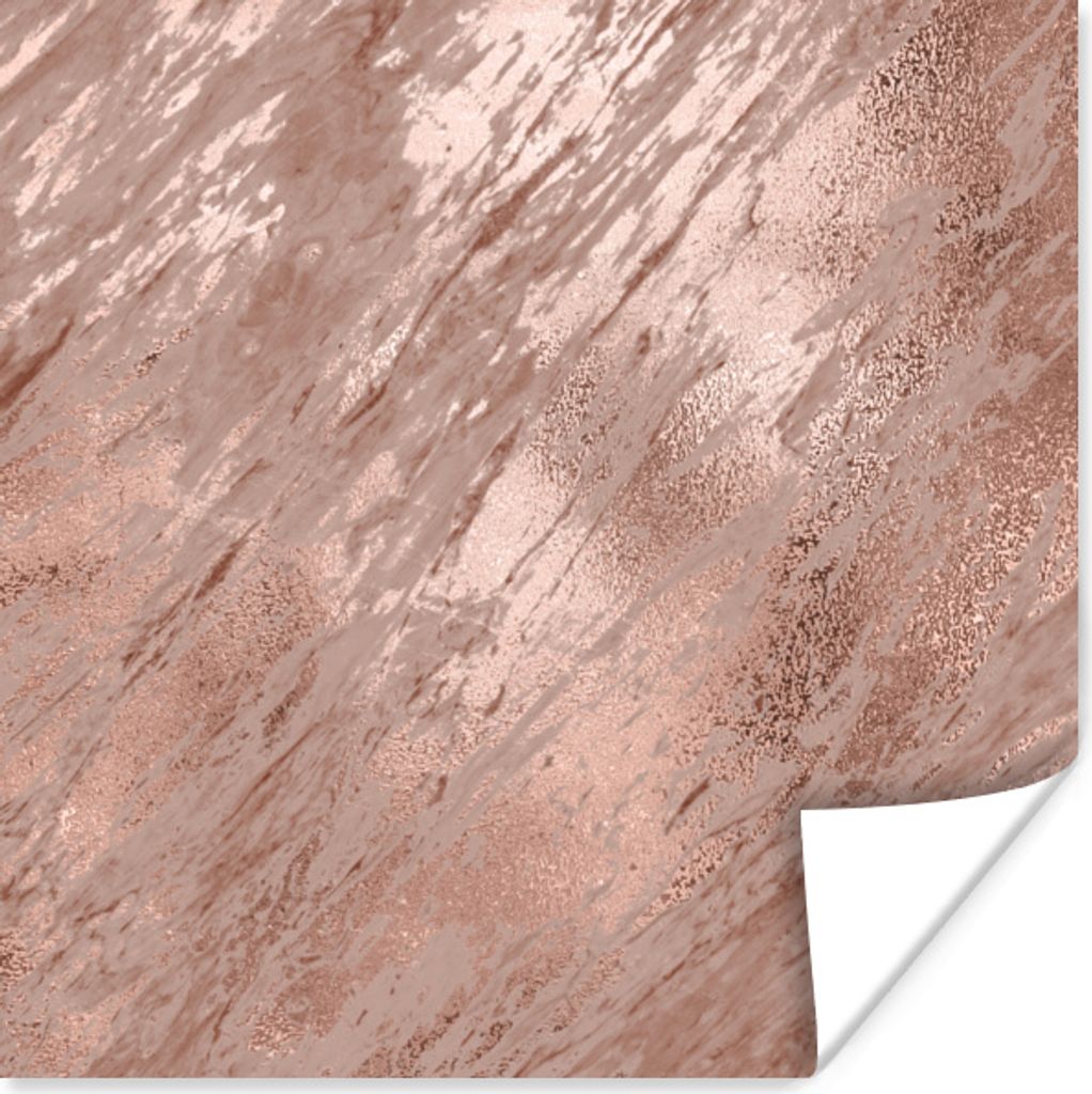 MuchoWow® Poster Marmor - Rosa - Gold 50x50 cm - Produktbild 