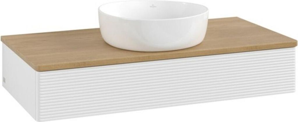 V&B Waschtischunterschrank mit Frontstruktur Antao 100x19x50cm, WBP hon. Oa, glo wh. Lac