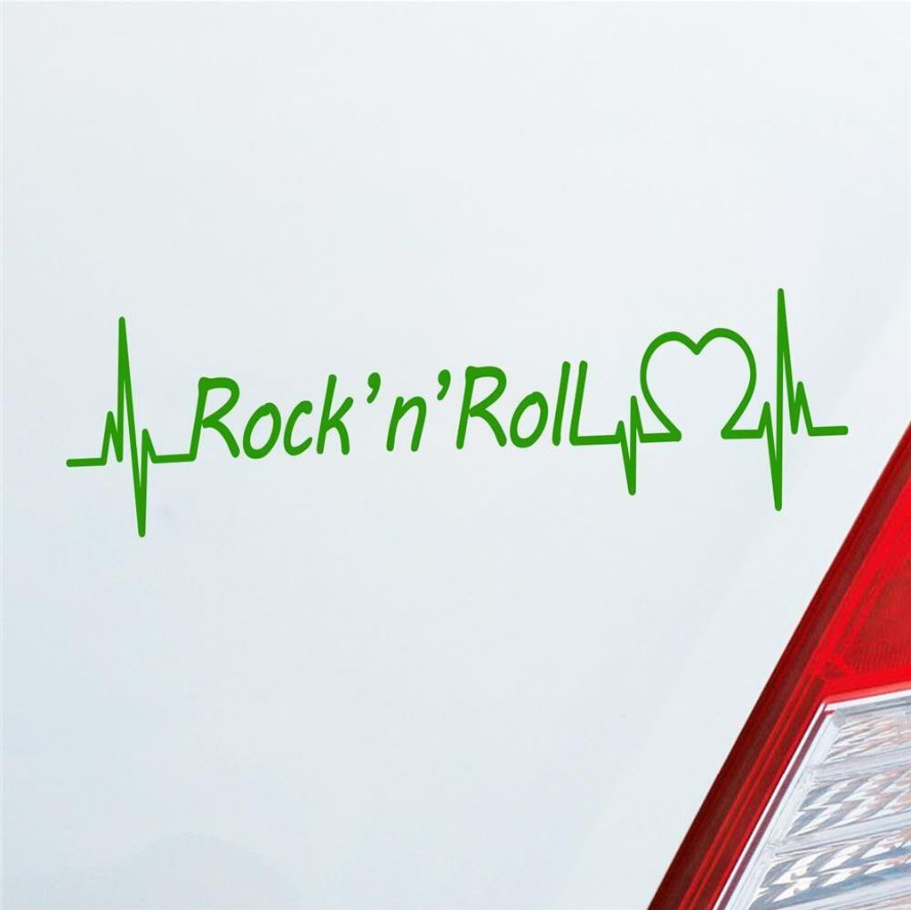 Auto Aufkleber Rock 'n' Roll Puls Herzschlag 20x5,5 cm Hellgrün Sticker Heckscheibenaufkleber