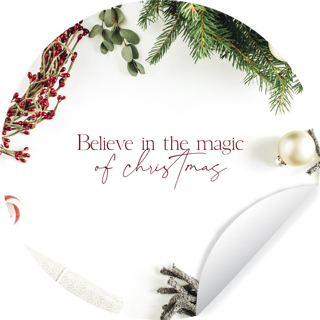 MuchoWow Runde Wandtattoo - Wandsticker Tapete Aufkleber Winter - Weihnachten - Magie Ø 30 cm Selbstklebend und Repositionierbar - Wandaufkleber...