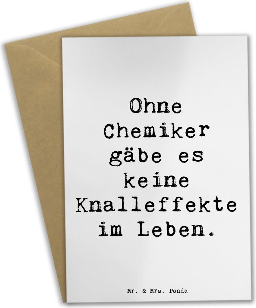 Mr. & Mrs. Panda Grußkarte Spruch Chemiker Knalleffekte - Weiß - Geschenk, Schutzbrillen, Beruf, Berufsprodukte, Kittel, Forschung, Geschenke, we...