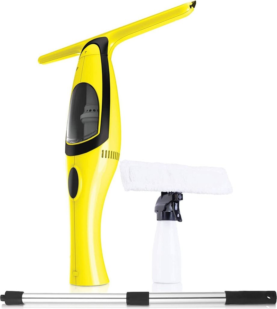 SMART Akku Fenstersauger mit Teleskopstange Inkl. Sprühflasche, Mikrofaserwischer | Elektrischer Fensterputzer-Set | Fenster Reinigungsgerät | Fe...