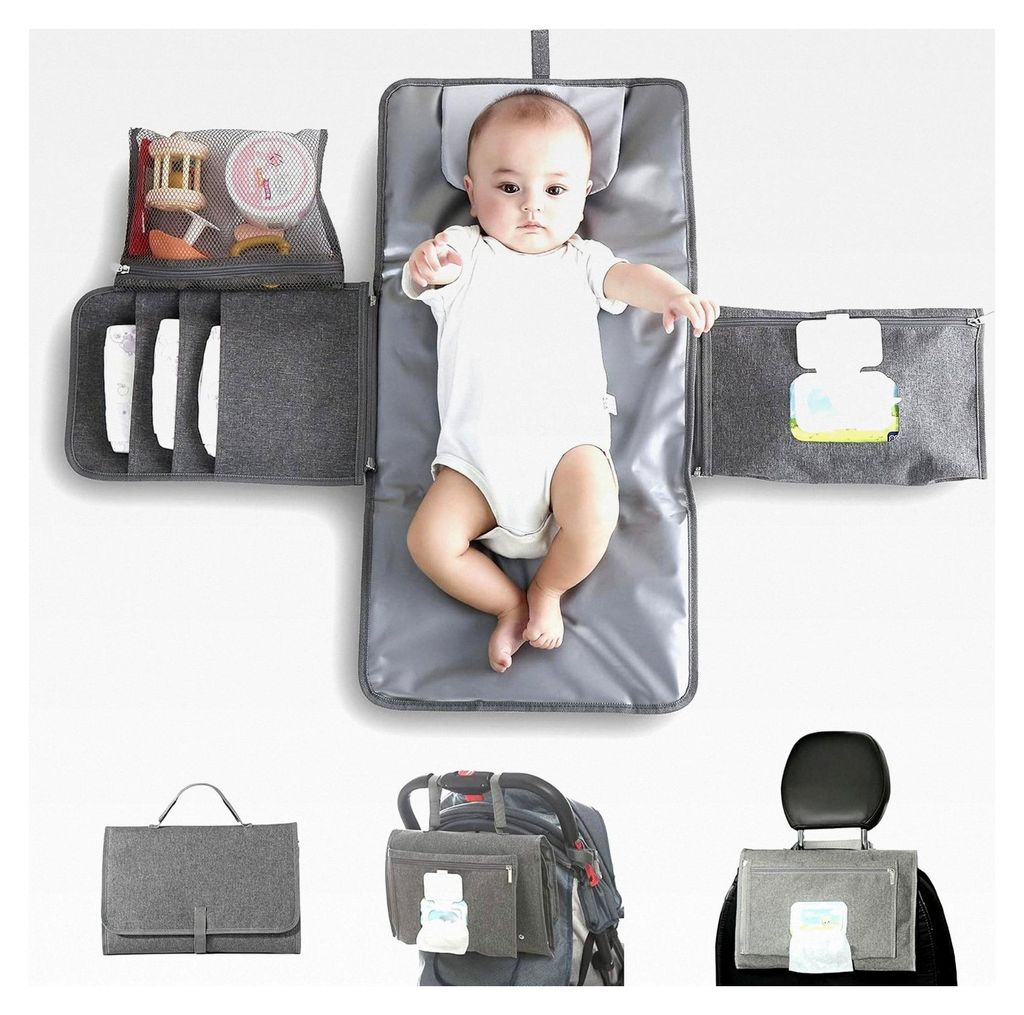 Tragbares Wickelpolster mit Tüchern Tasche für Wickeltasche, abwischbar und wasserdicht, für Neugeborene, Reisematte, Geschenke