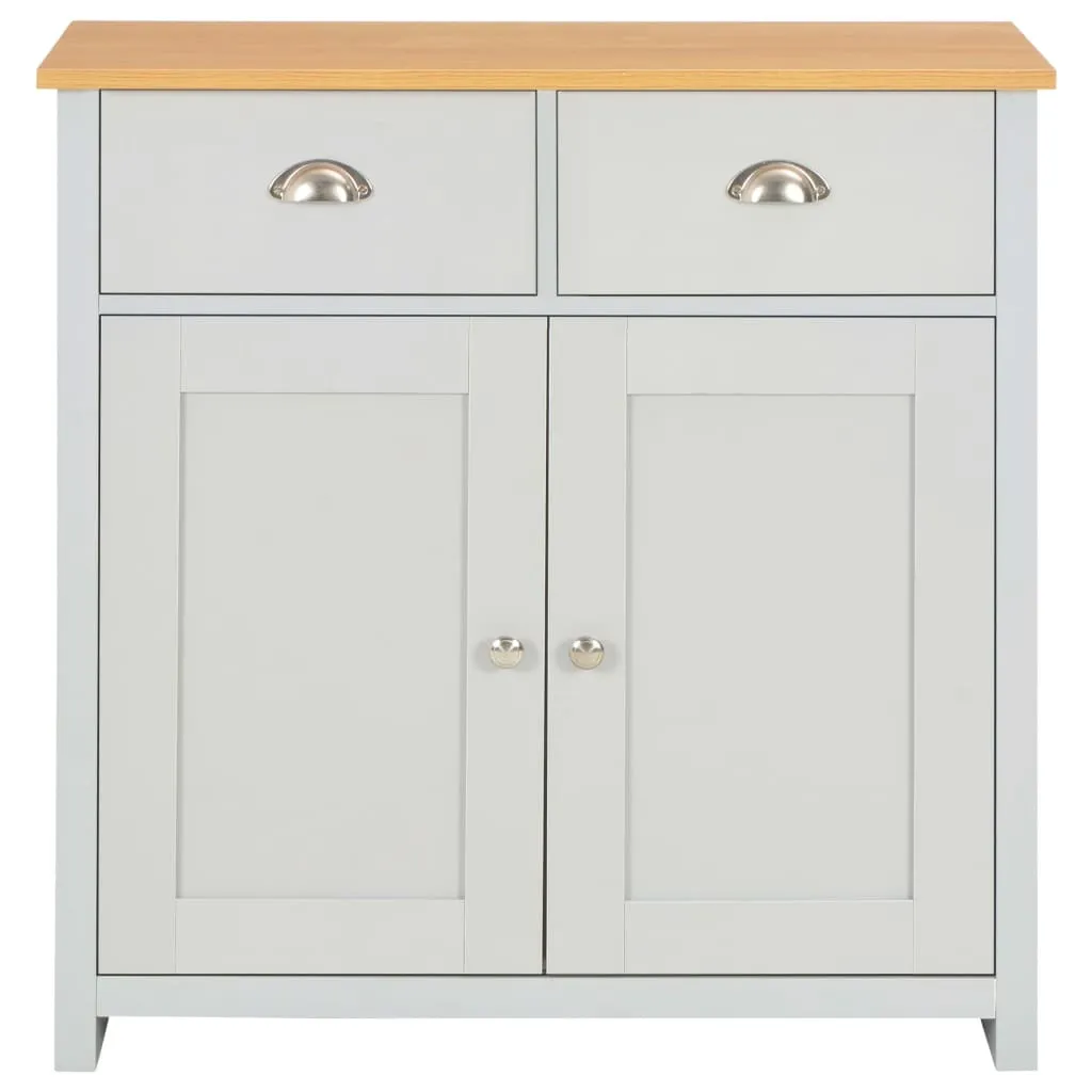 Commode de Rangement Grise 79 cm Buffet Polyvalent pour Salon ou Bureau