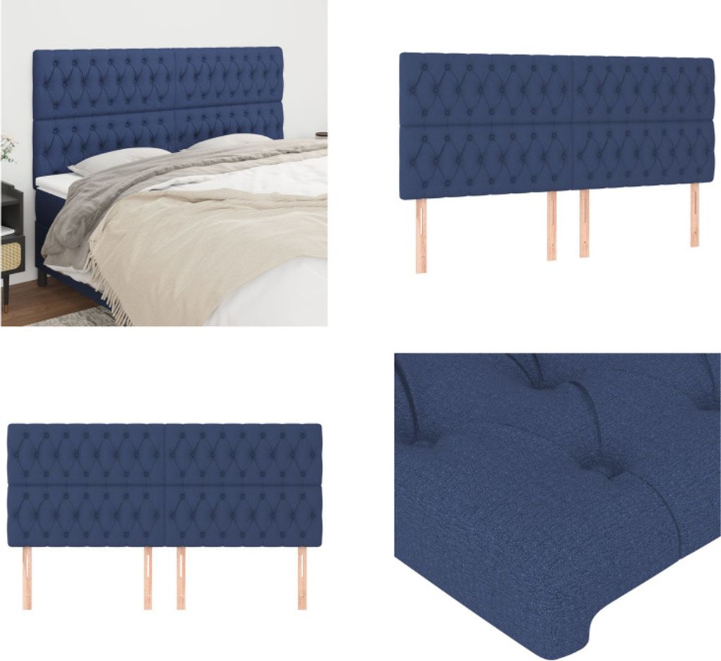 vidaXL Kopfteile 4 Stk. Blau 90x7x78/88 cm Stoff - Kopfteil - Kopfteile - Bett-Kopfteil - Bettkopfteil