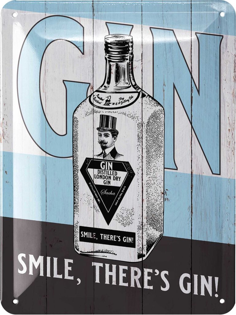 LANOLU Blechschilder retro Bar Deko, Bar Schild GIN, Cocktail Schild mit lustigem Spruch, Dekoration Partyraum, Irish Pub, Küche 15x20cm