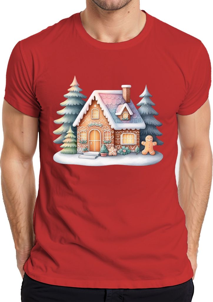 Lebkuchenhaus - Weihnachten Weihnachtsgeschenk Christmas Herren T-Shirt, Rot, 3XL
