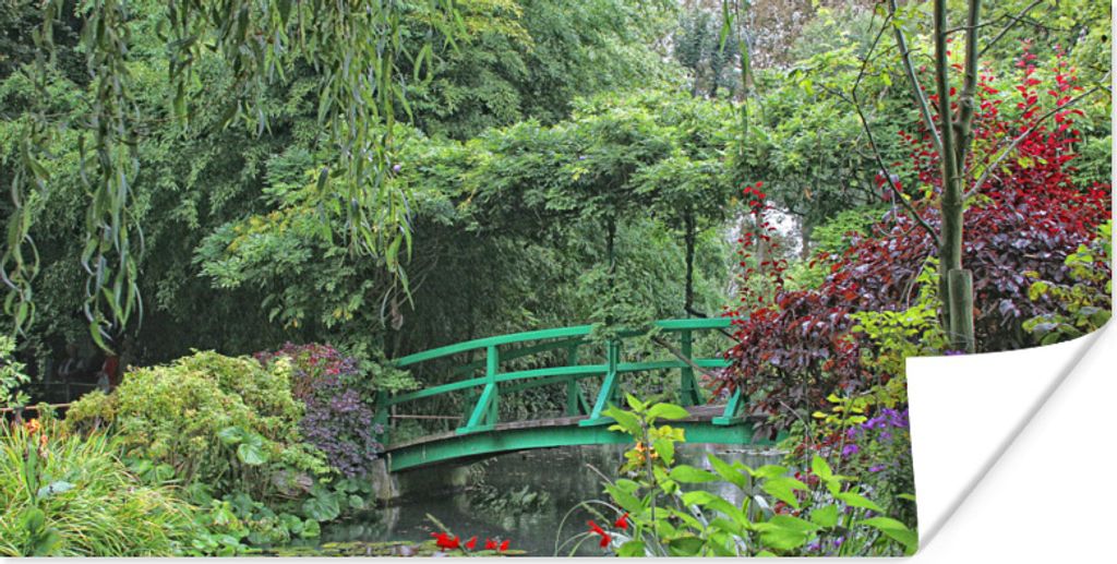 MuchoWow Poster Grüne Brücke mit kleinem See im französischen Garten von Monet in Giverny 150x75 cm - ohne Rahmen