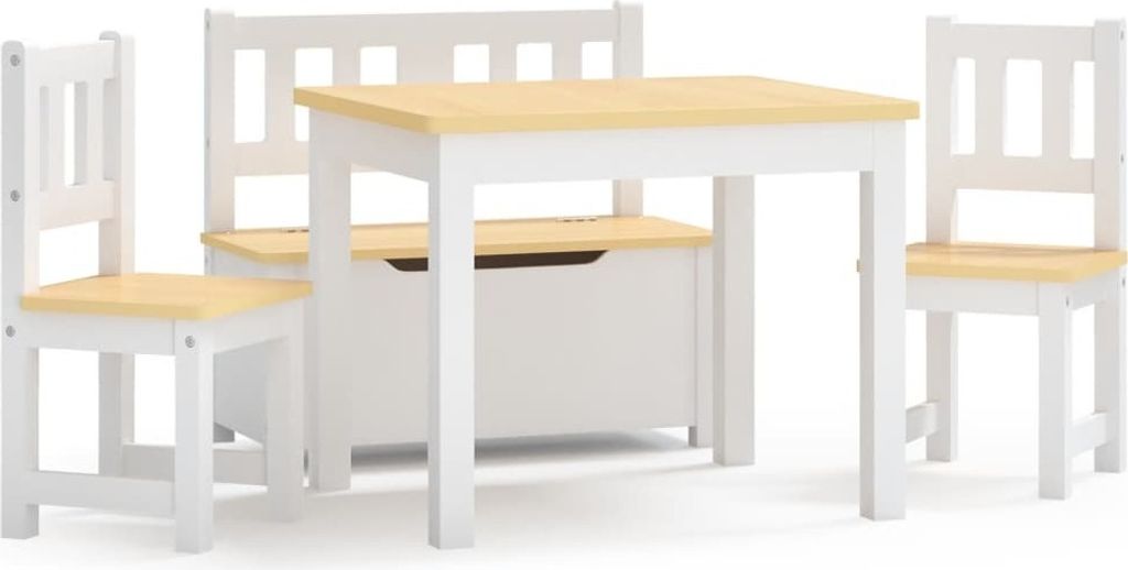 vidaXL Set di 4 sedute per bambini bianco e beige MDF Immagine del prodotto 