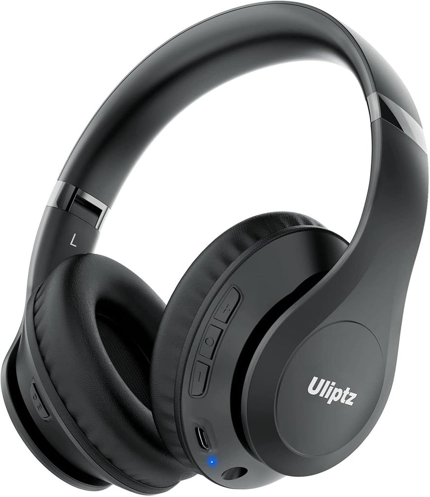 Uliptz Over Ear Bluetooth Kopfhörer, 65 Std. Spielzeit, HiFi Stereo, 6 EQ-Modi, faltbar, kabellos mit Mikrofon & Kabelanschluss