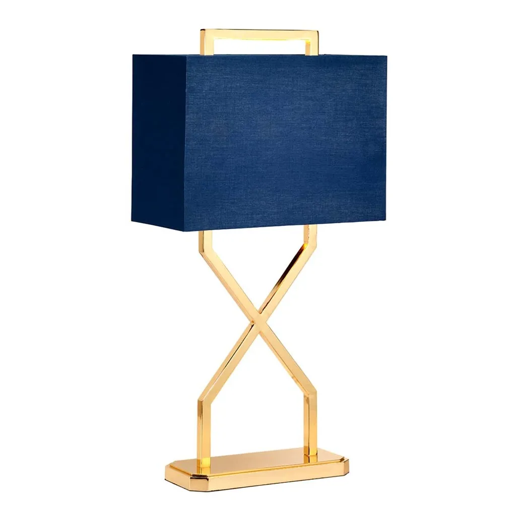 Lampe de table Cross Elstead bleu marine et doré 1xE27 67,8 cm de haut
