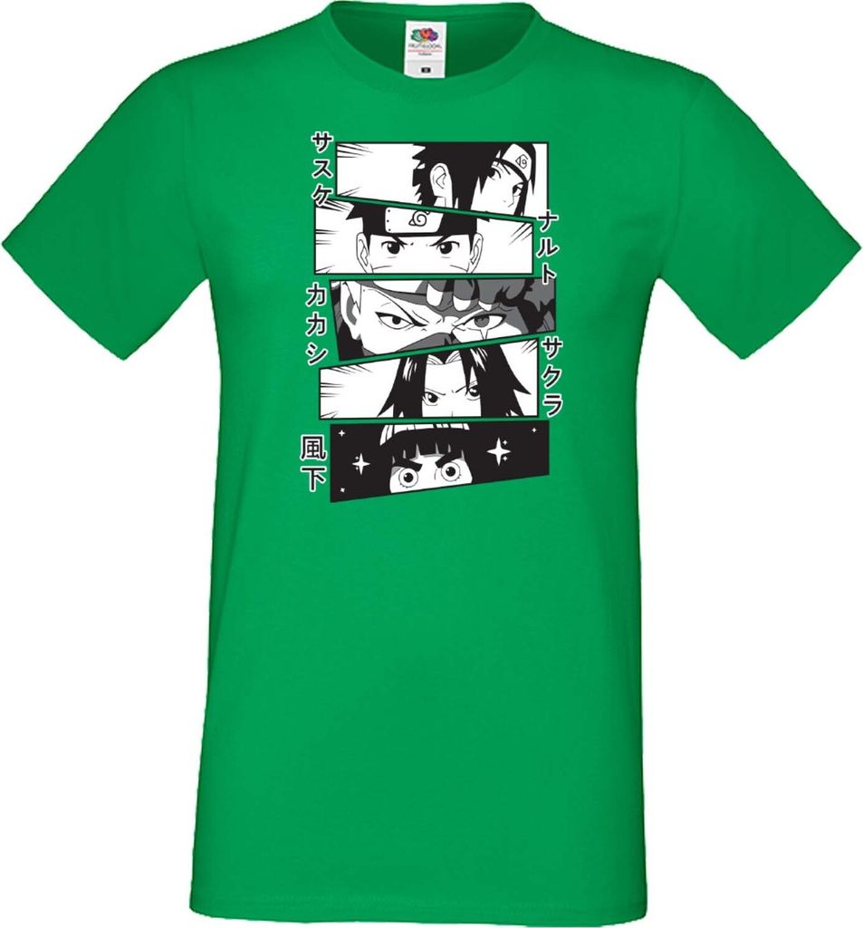 Herren T-Shirt Japan Manga Animation Comics Naruto Team 7 02 Var-050 Sanin Students, Man 2XL / Grün