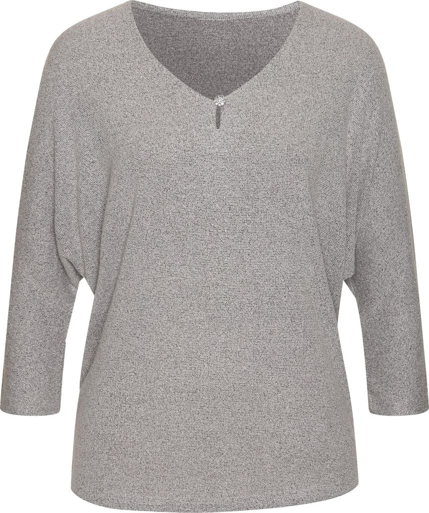 LASCANA 3/4-Arm-Shirt silbergrau Größe 48/50