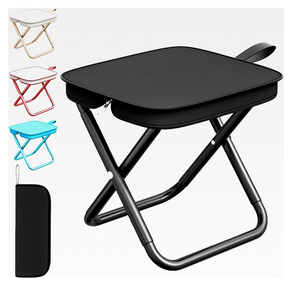 Mini Klappstuhl Hocker, 28 cm Faltbarer Hocker für Reisen, Wandern, Garten, Angeln, Grillen und Strand (Schwarz)