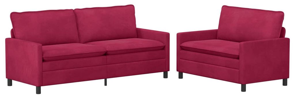 vidaXL Sofa Set 2 pcs Weinrot Samt