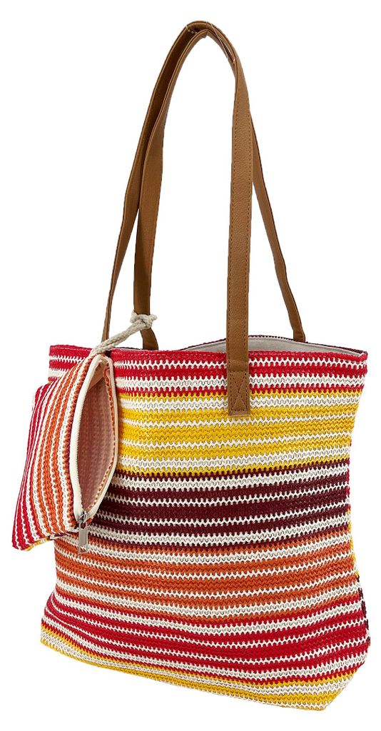 Damen Sommer-Schulter-Tasche Tote Bag Shopper mit Mini-Clutch
