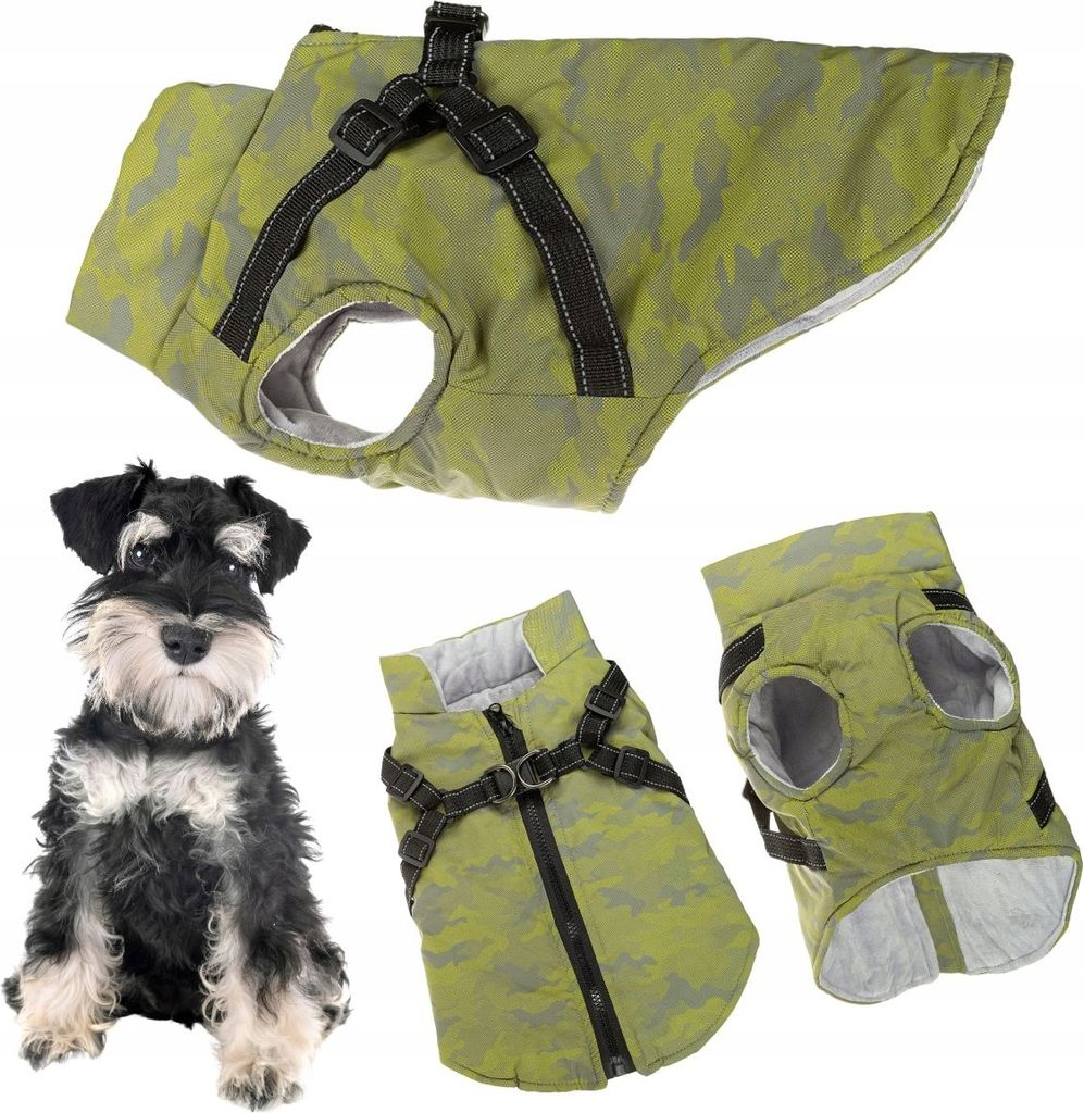 Hundewintermantel mit Hosenträgern 2in1 glow-in-the-dark isoliert XXL